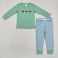 Baby Boy Long Sleeves Embroidery Ducks Dogs Shirt Pants Set Sibling Hunting Clothes RTS