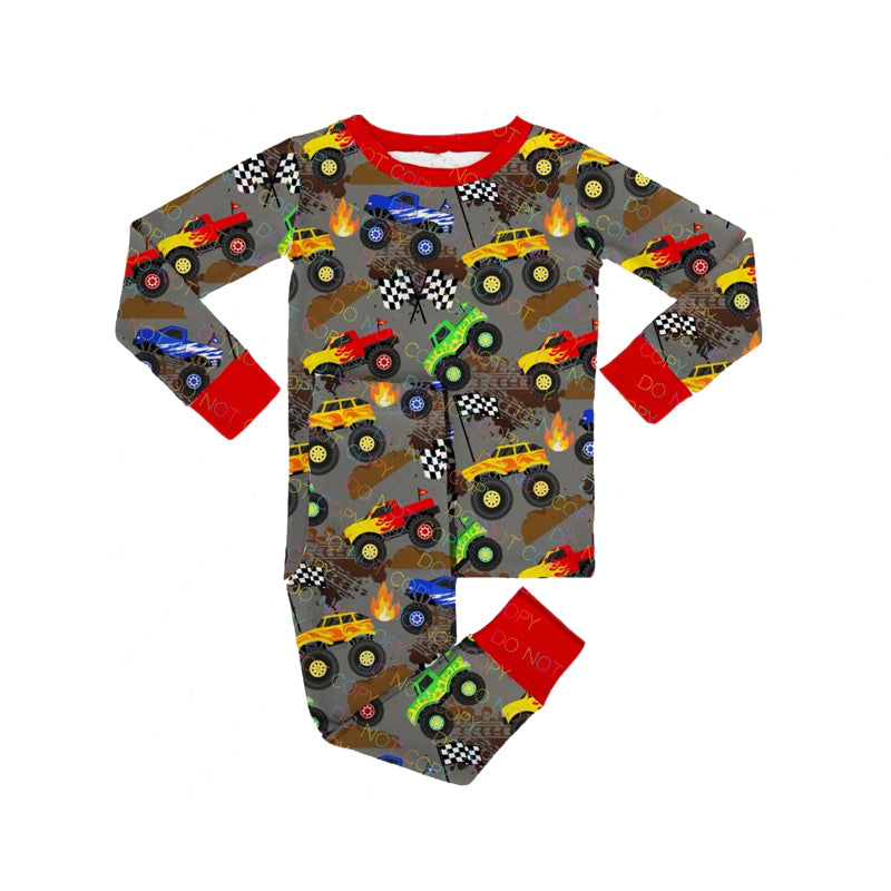 Pre-order Baby Boy Long Sleeves Trucks Shirt Pants Pajamas Clothes Set