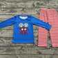 RTS Baby Boy Long Sleeves Blue Shirt Stripes Pants Dr Reading Clothes Set