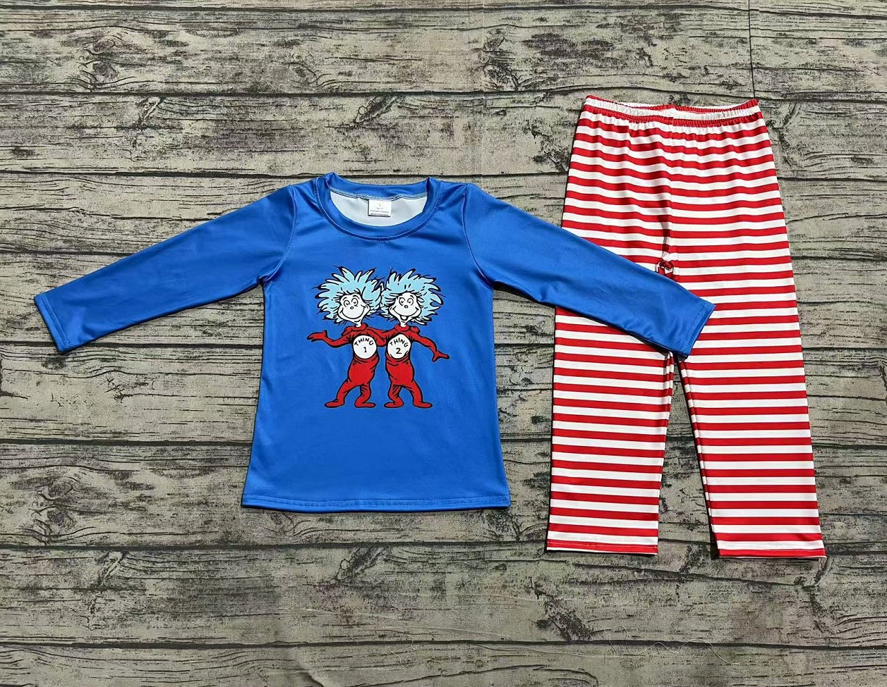 RTS Baby Boy Long Sleeves Blue Shirt Stripes Pants Dr Reading Clothes Set