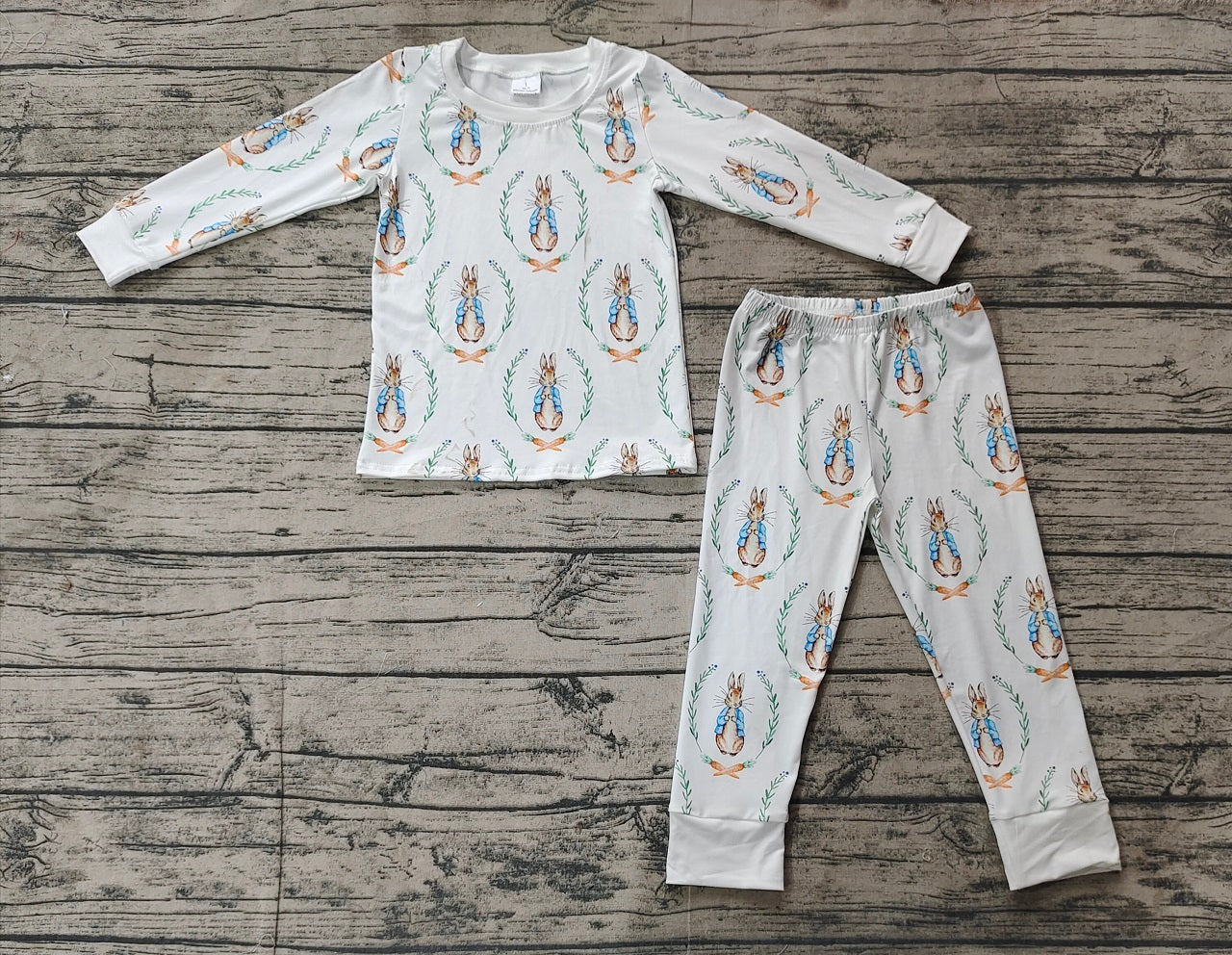 Baby Boy Long Sleeves Easter Rabbit Shirt Pants Pajamas Set