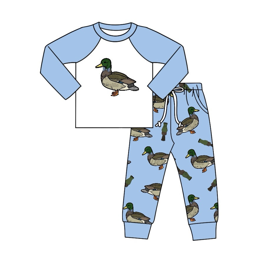 Pre-order Baby Boy Blue Long Sleeves Duck Shirt Pants Clothes Set