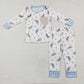 Baby Boy Girl Long Sleeves Easter Rabbits Pocket Shirt Pants Sibling Pajamas Clothing Set