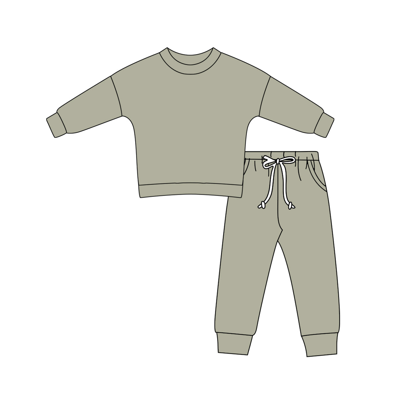 Preorder Baby Boy Long Sleeves Olive Cotton Shirt Pants Clothes Set