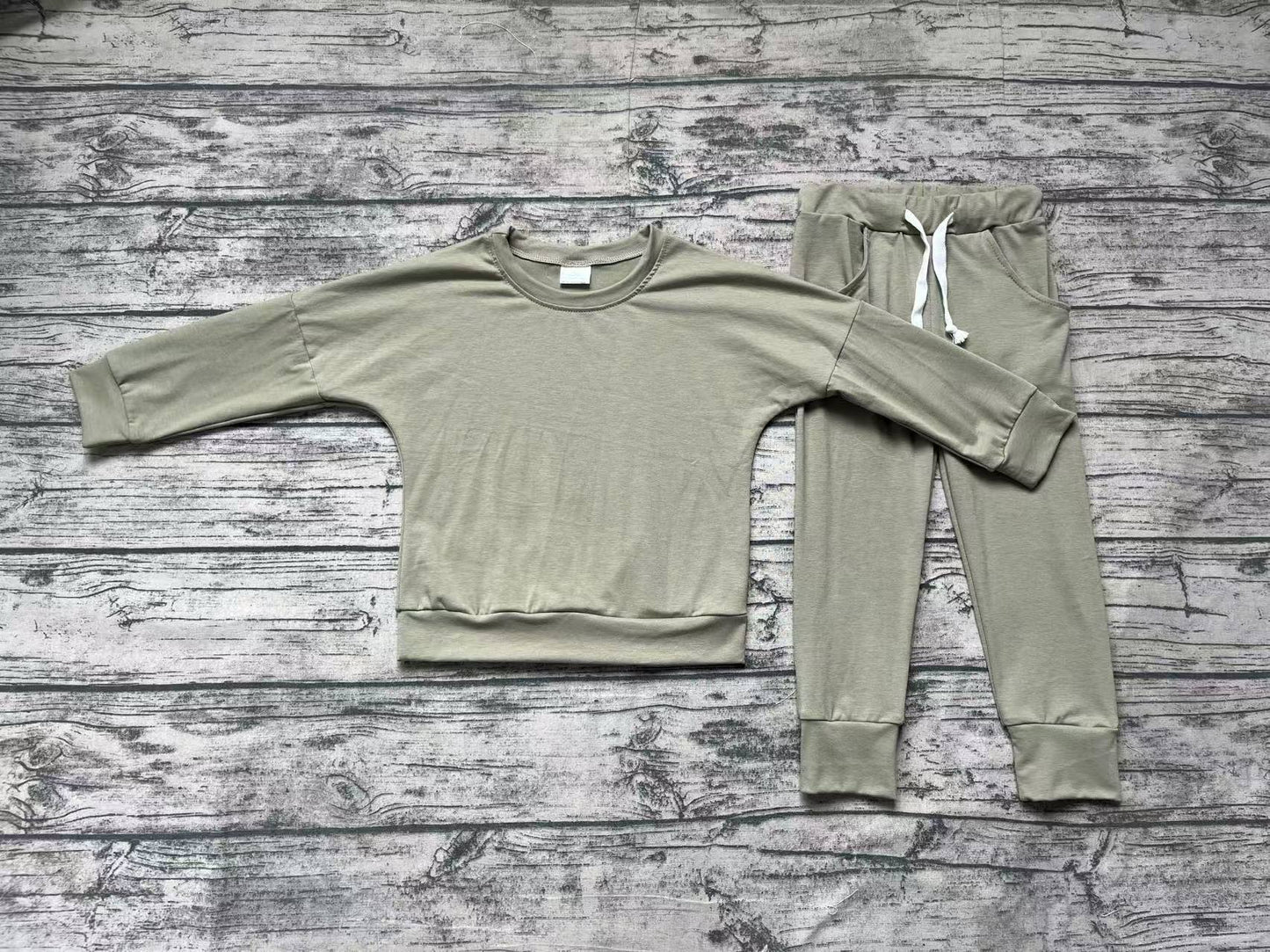 Preorder Baby Boy Long Sleeves Olive Cotton Shirt Pants Clothes Set