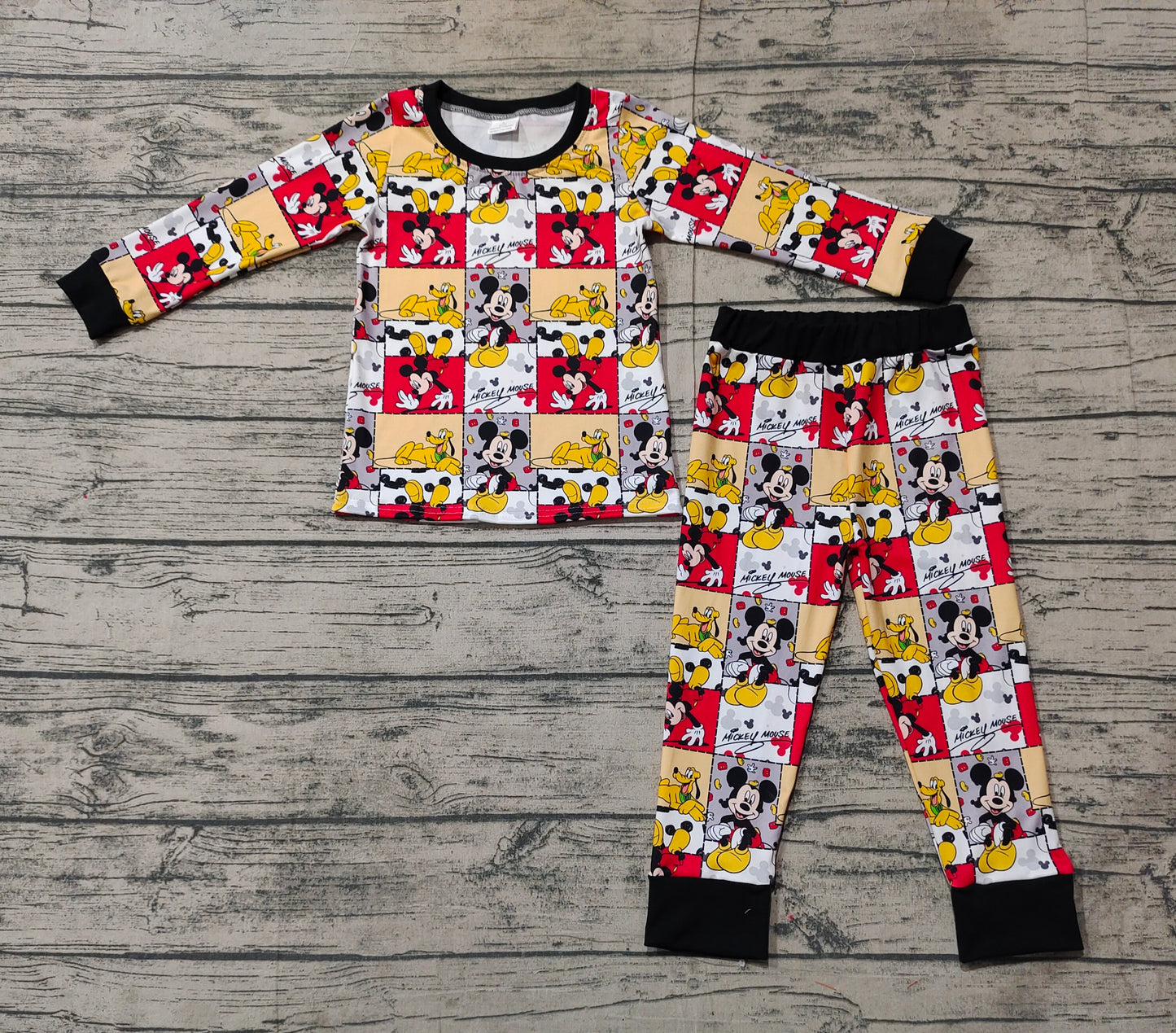 Baby Boy Toddler Long Sleeves Mouse Dog Shirt Pants Pajamas Clothes Set