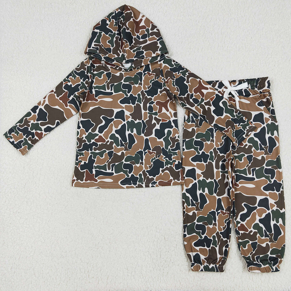 Baby Boy Kids Long Sleeves Camo Hoodie Shirt Jogger Pants Sibling Clothes Set RTS