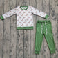 Baby Boy Long Sleeves Ducks Shirt Green Pockets Cotton Pants Set Clothes RTS