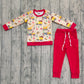 Baby Boy Long Sleeves Trucks Shirt Pockets Red Pants Christmas Set RTS