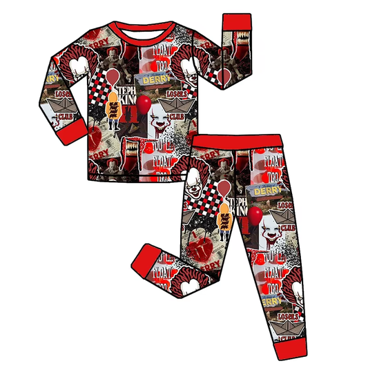 ( Moq 5 ) Preorder Baby Boy Toddler Long Sleeves Halloween Balloon Shirt Pants Pajamas Set