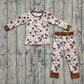 Baby Boy Long Sleeves Pumpkins Western Cow Boots Cactus Shirt Pants Pajamas Fall Set RTS