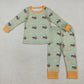 Baby Boy Girl Long Sleeves Pumpkins Tractors Sibling Thanksgiving Pajamas Romper Set RTS