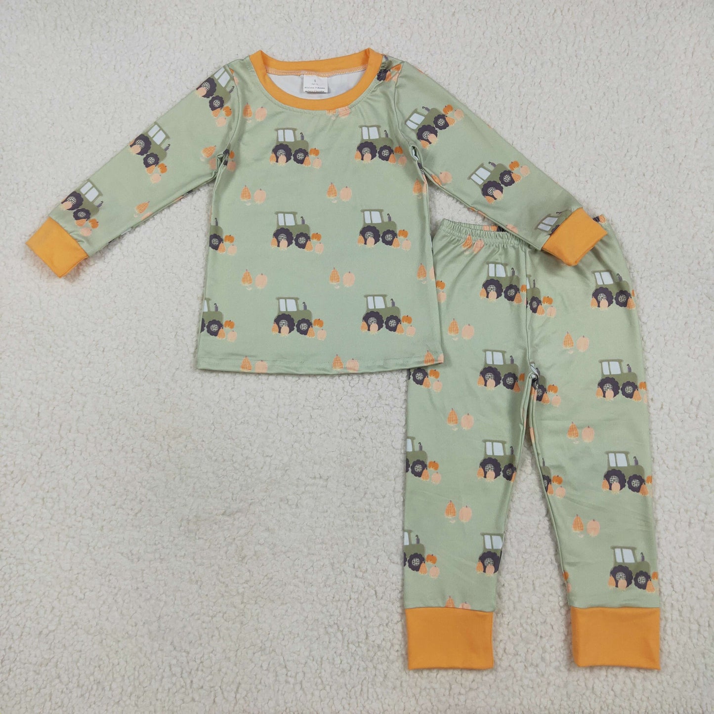 Baby Boy Girl Long Sleeves Pumpkins Tractors Sibling Thanksgiving Pajamas Romper Set RTS