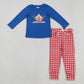 Boys Girls Kids Long Sleeves Embroidery Christmas Candy Cane Sibling Clothes Set RTS