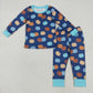 Baby Boy Long Sleeves Pumpkins Sibling Thanksgiving Fall Romper Outfit Pajamas Set RTS