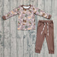 Baby Boy Long Sleeves Deer Ducks Camo Shirt Pockets Pants Hunting Set RTS