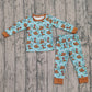 Baby Boy Long Sleeves Western Howdy Boots Hats Shirt Pants Pajamas Set RTS