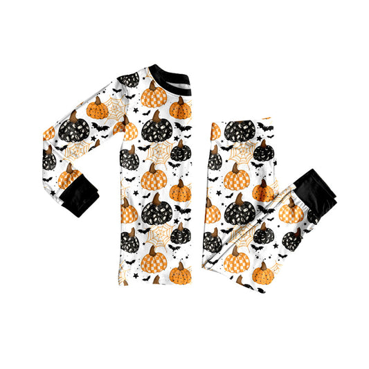 ( Moq 5 ) Preorder Baby Kids Toddler Long Sleeves Halloween Bats Pumpkins Shirt Pants Pajamas Set
