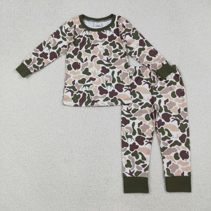 Sibling Baby Boy Long Sleeves Ducks Dogs Camo Hunting Romper Hoodie Shirt Shorts Pajamas Set RTS