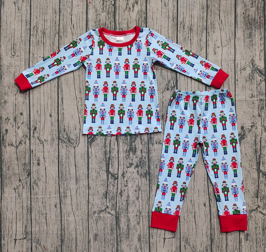 ( No moq ) Preorder Baby Boy Long Sleeves Soldier Shirt Pants Christmas Pajamas Clothes Set