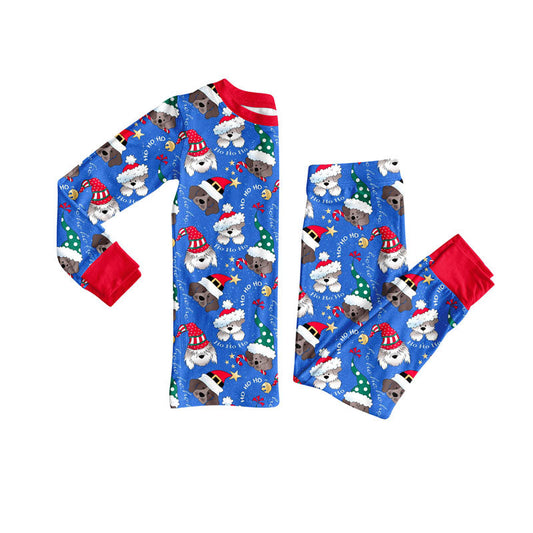 ( Moq 5 ) Preorder Baby Boy Dogs Blue Shirt Pants Christmas Pajamas Clothes Set