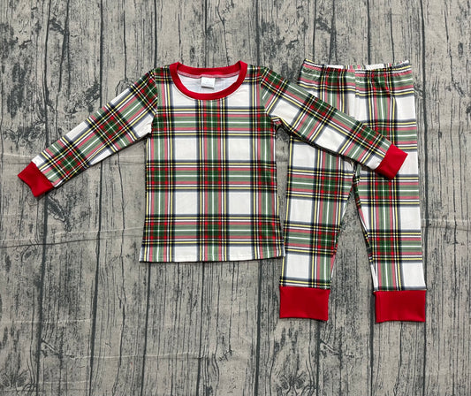 ( No moq ) Preorder Boys Kids Christmas Plaid Shirt Pants Pajamas Clothes Set
