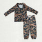Sibling Baby Boys Kids Long Sleeves Camo Zipper Shirt Pockets Pants Clothes Set RTS