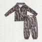Sibling Baby Boys Kids Long Sleeves Camo Zipper Shirt Pockets Pants Clothes Set RTS