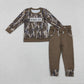Sibling Baby Boys Kids Long Sleeves Embroidery Mama's Boy Camo Shirt Pockets Pants Sets RTS