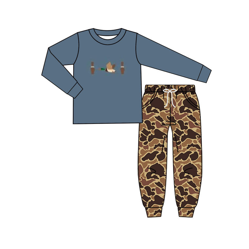 ( Moq 5 ) Preorder Baby Boys Long Sleeves Duck Shirt Camo Pockets Pants Hunting Clothes Set