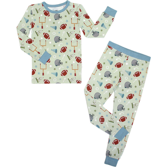 ( Moq 5 ) Preorder Baby Boys Long Sleeves Football Shirt Pants Pajamas Set
