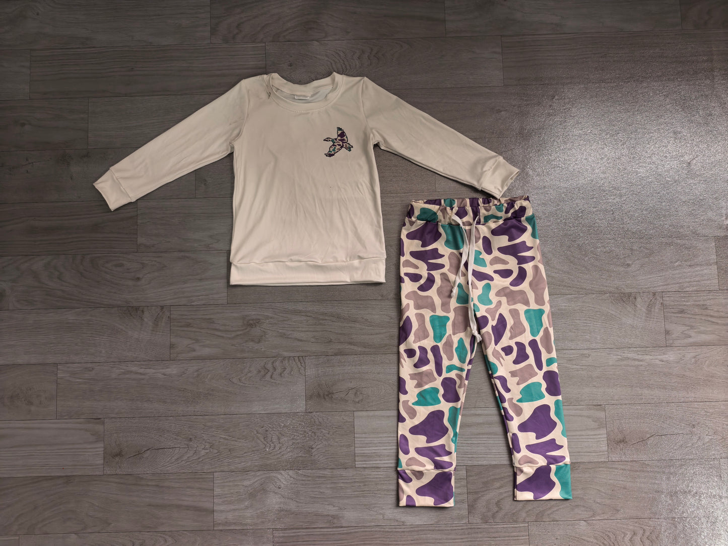 ( No moq ) Preorder Baby Boys Long Sleeves Duck Shirt Camo Pockets Pants Hunting Clothes Set