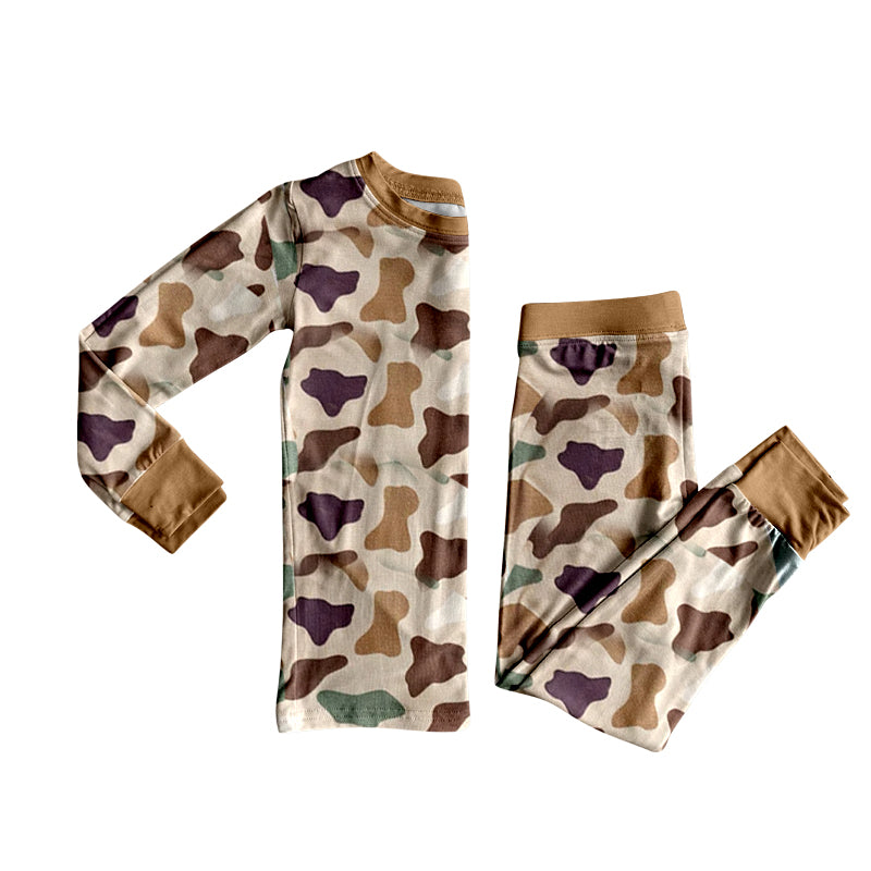 ( Moq 5 ) Preorder Baby Boys Toddler Long Sleeves Camo Shirt Pants Pajamas Clothes Set