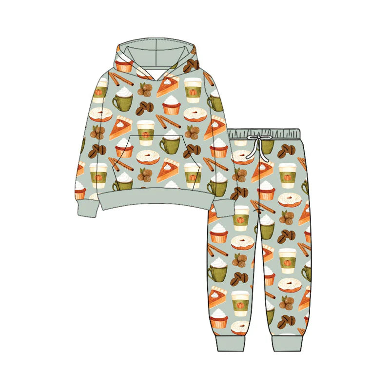 ( Moq 5 ) Preorder Baby Boys Kids Long Sleeves Pocket Hoodie Cakes Tops Jogger Pants Set Clothes