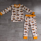 Baby Boys Kids Long Sleeves Cow Shirt Pants Western Pajamas Set Clothes RTS