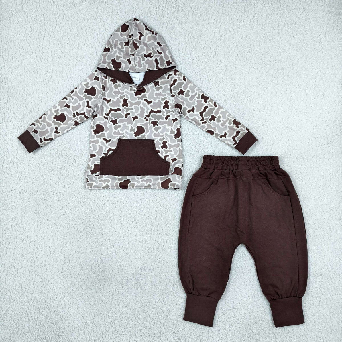 Sibling Baby Boys Kids Long Sleeves Camo Hoodie Hoodie Pullovers Pockets Pants Sets Hunting Clothes RTS