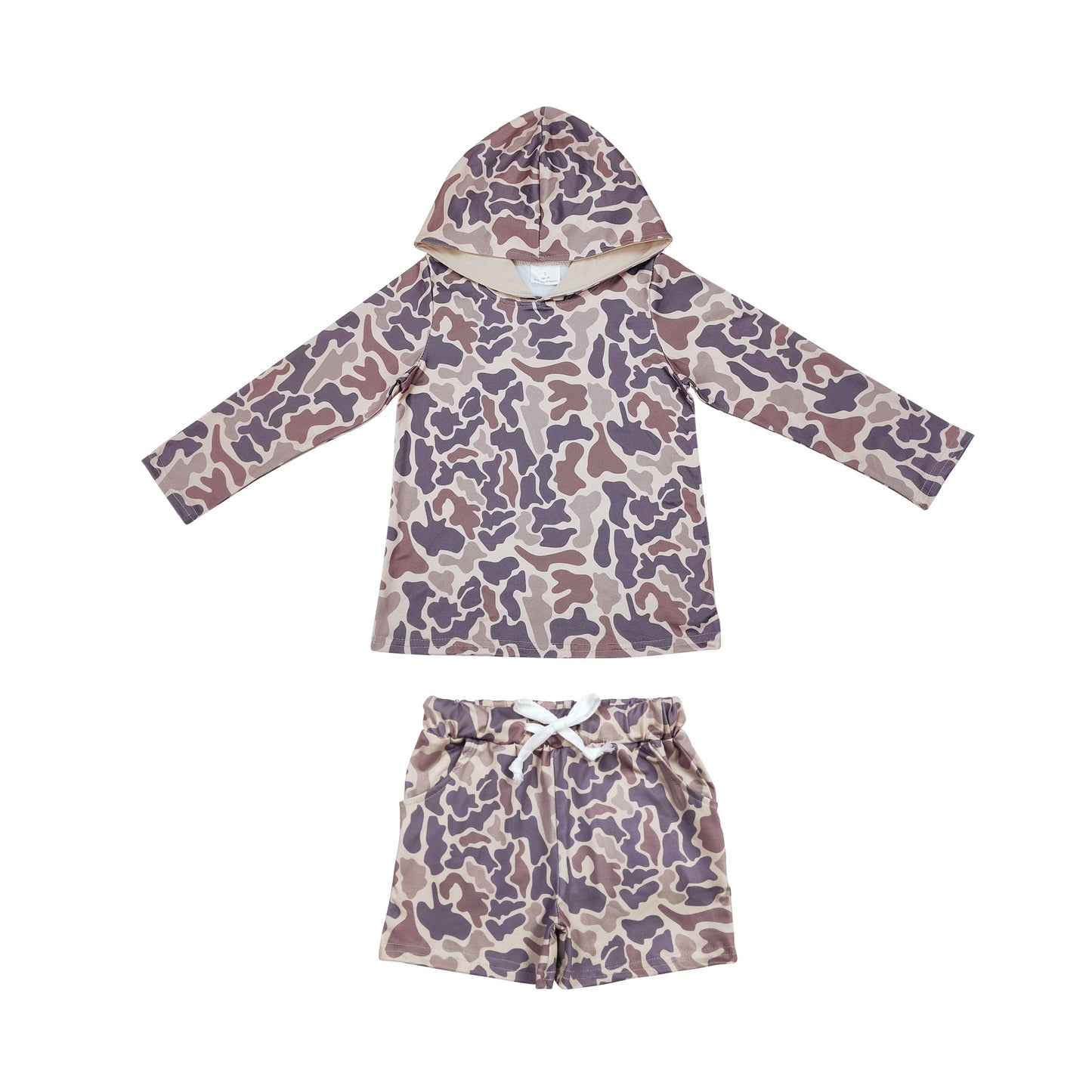 Sibling Baby Boys Girls Long Sleeves Drips Sprinkles Camo Hoodies Shirts Pockets Shorts Clothes Sets RTS