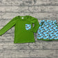Boy Kids Green Long Sleeves Shirt Fish Pockets Shorts Clothes Set RTS