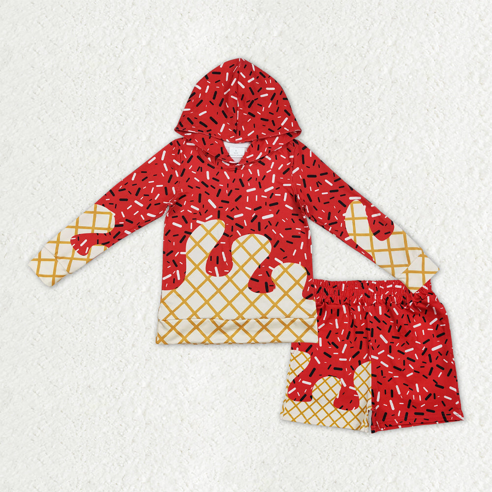 Sibling Baby Boys Girls Long Sleeves Drips Sprinkles Camo Hoodies Shirts Pockets Shorts Clothes Sets RTS