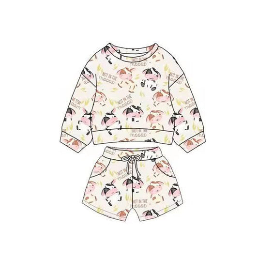 ( Moq 5 ) Preorder Baby Kids Toddler Long Sleeves Cow Shirt Skirt Clothes Set
