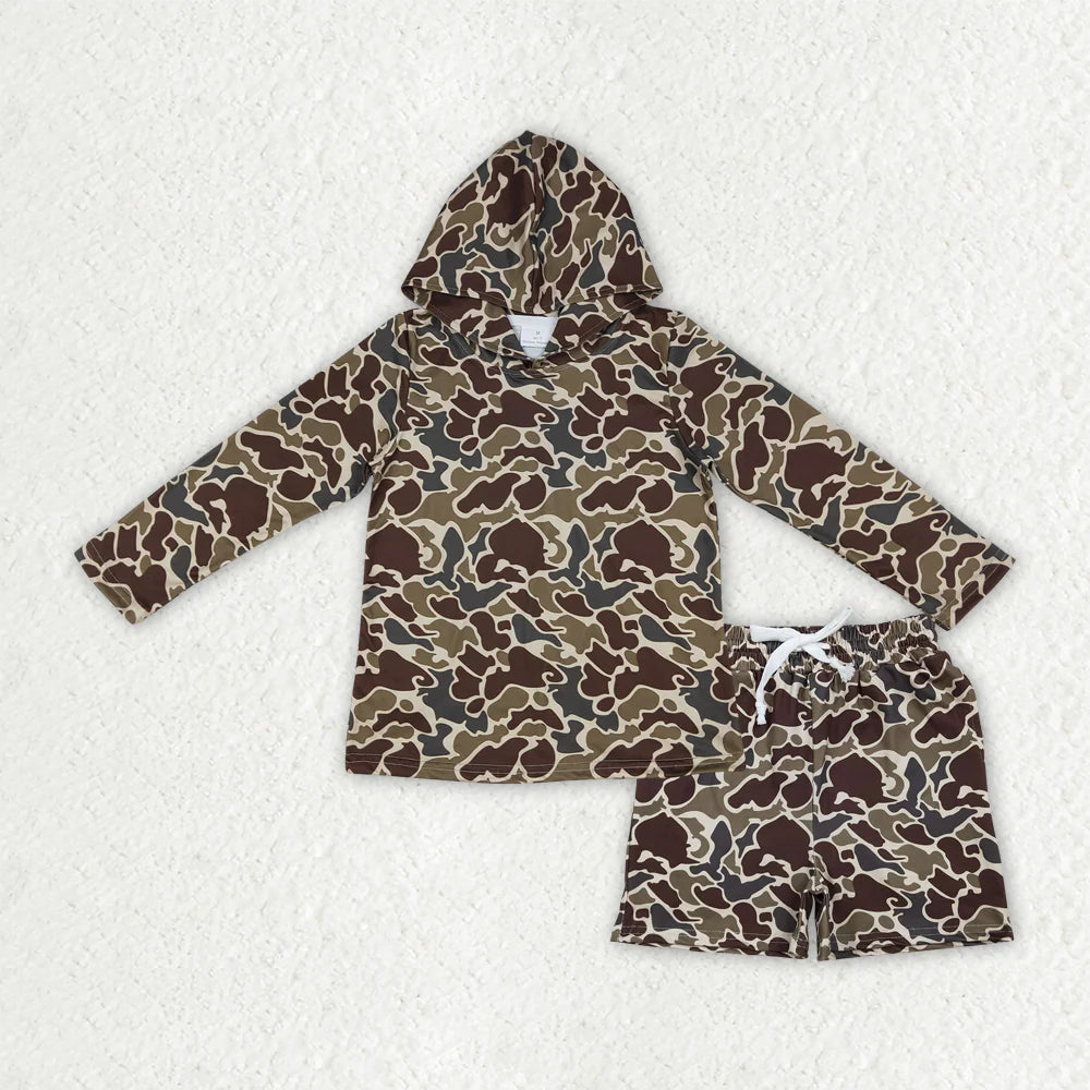 Sibling Baby Boys Long Sleeves Hoodies Shirts Pockets Shorts Clothes Camo Sets RTS