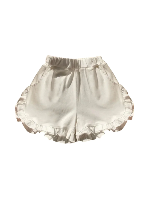 Moq 3 Pre-order SS0234 Baby Girl Cotton ruffle White Shorts