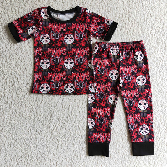 Promotion Baby Toddler Short Sleeves Mama's Boy Shirt Pants Halloween Set