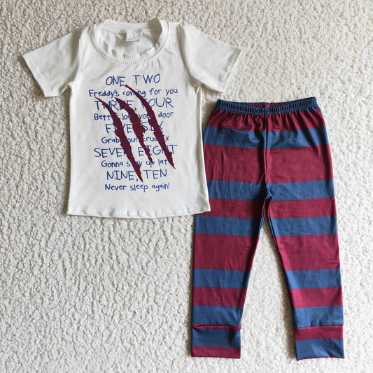 Promotion Baby Boy Toddler Short Sleeves Halloween Shirt Stripes Pants Set