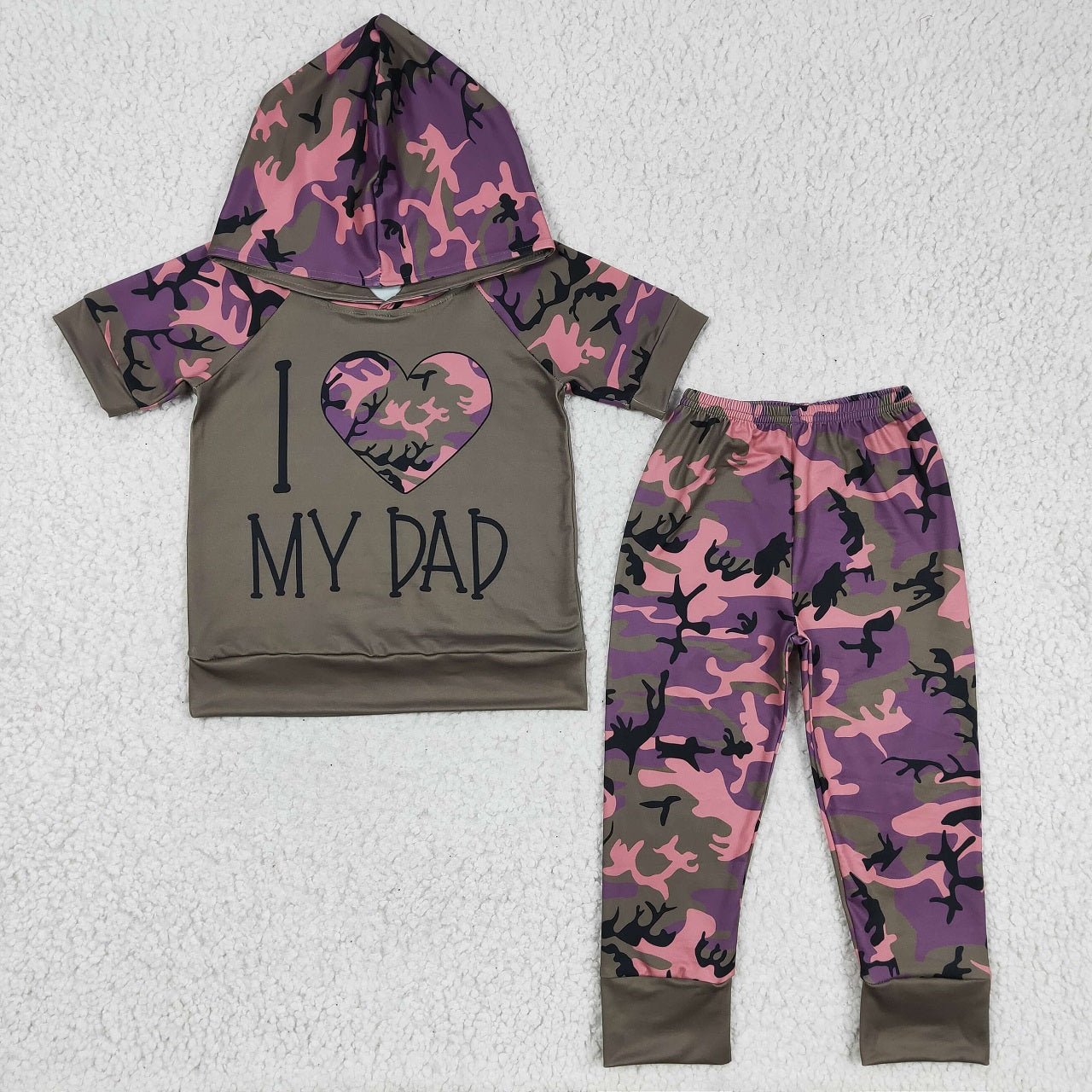 Promotion Baby Boy Short Sleeves I love my Dad Camo Hoodie Outfit