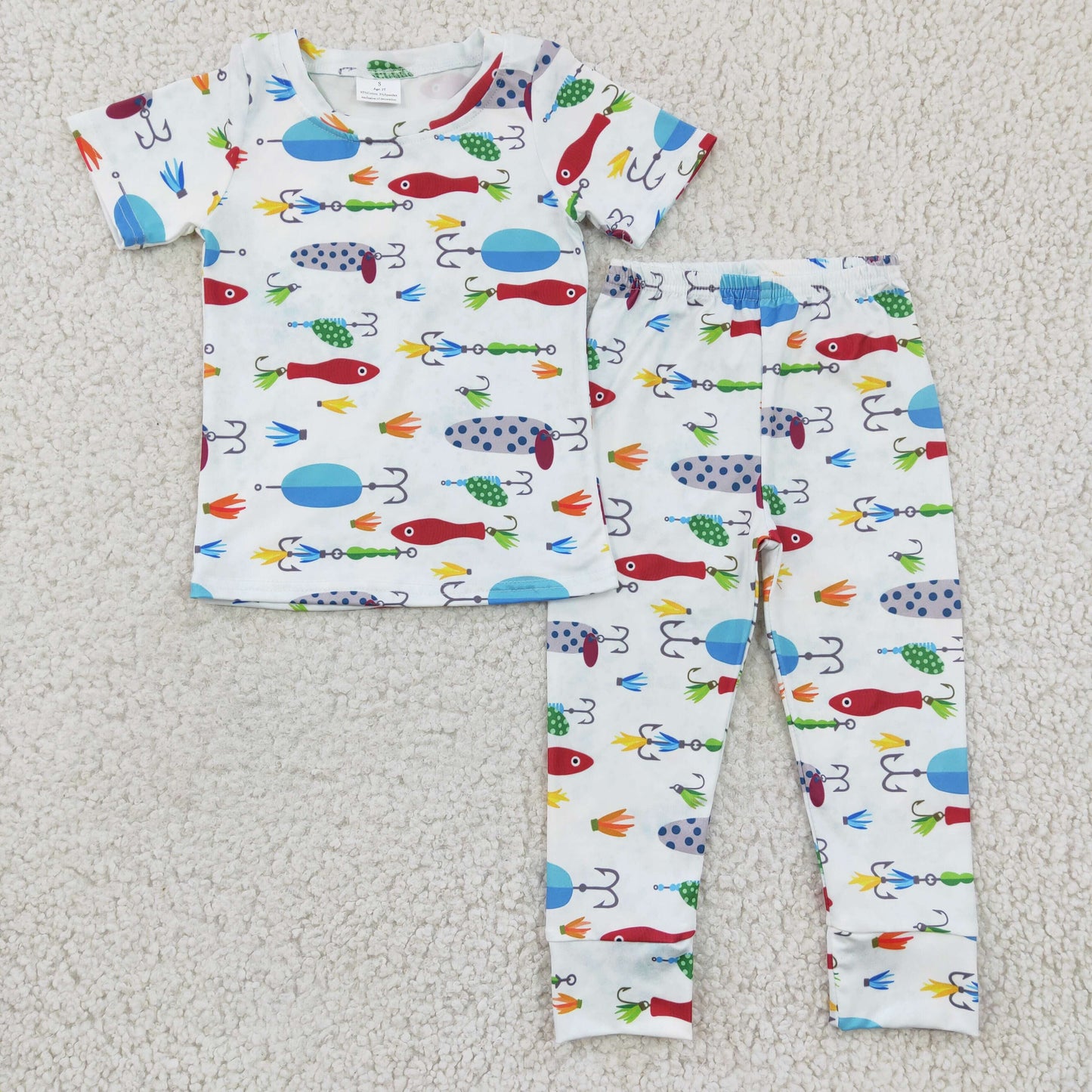 Promotion Baby Boy Short Sleeves Fishing Shirt Pajamas Pants Outfit