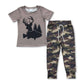 Promotion Baby Boy Short Sleeves Deer Fish Shirt Camo Pants Hunting Outfit RTS
