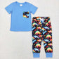 Baby Boy Kids Short Sleeves Dinosaurs Shirt Pants Sibling Brother Clothes Set