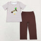 Sibling Baby Boys Embroidery Ducks Shirt Pants Hunting Clothes Sets RTS