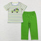 Sibling Baby Boys Girls Short Sleeves Embroidery Trucks Stripes Mardi Gras Romper Set RTS